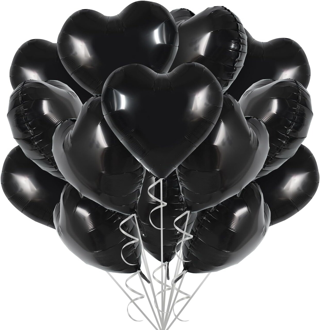 30Pcs 18 Inch Black Heart Balloons Black Heart Shape Foil Mylar Balloons Decoration for Birthday Valentine's Day Wedding Bridal Shower Anniversary Engagement Party Supplies